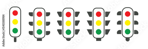 Traffic light icon isolated on white background. Traffic light illustration. Colored traffic light sign.