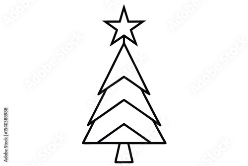 Christmas star adorning the top of a festive tree during the holiday season line art vector illustration