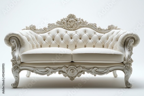 Decorative vintage ivory loveseat with carvings high resolution picture