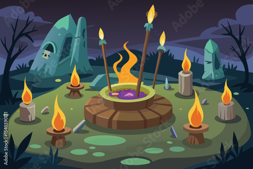 An illustrated fairy tale princess stands before a castle, illuminated by the warm glow of decorative Christmas candles