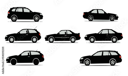 Diverse Car Body Style Silhouette Icon Set

