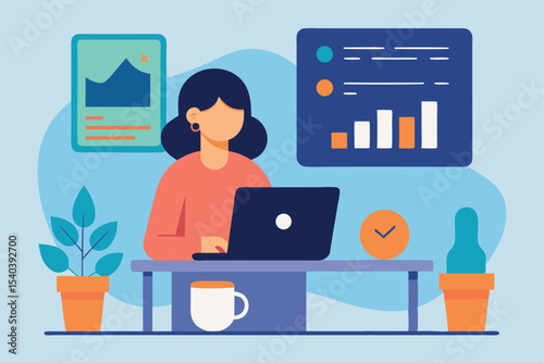business woman working in office
