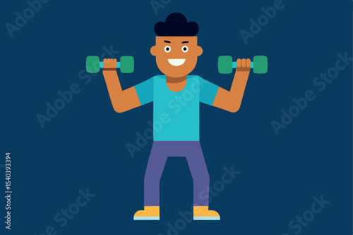 vector illustration of man with dumbbells