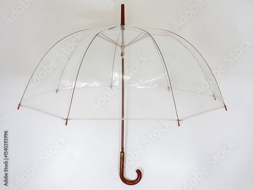 Clear umbrella with wooden handle