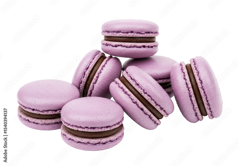 Obraz premium Isolated Lavender Macarons Stacked Delightfully