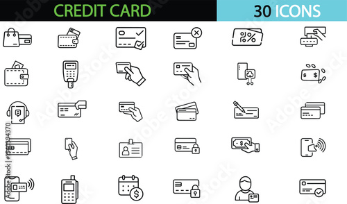 Credit Card Set Vector Illustration Isolated on White Background

