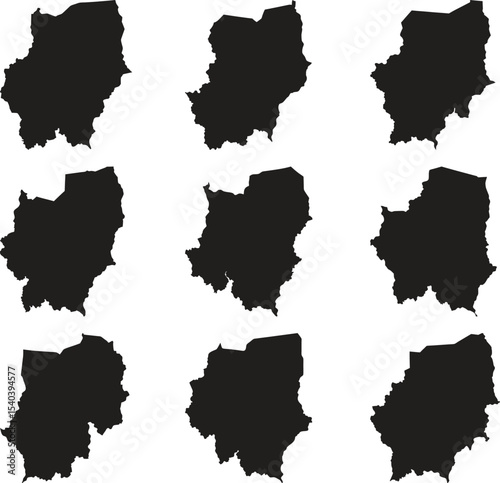 Sudan map black silhouette vector style with white background