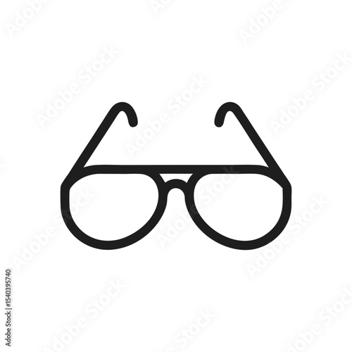 Minimalist Round Eyeglasses Icon Line Art Vector Illustration– Stylish Optical Frame.