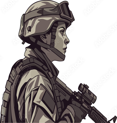 Female Military Soldier Portrait in Uniform – Confidence, Honor, and Leadership