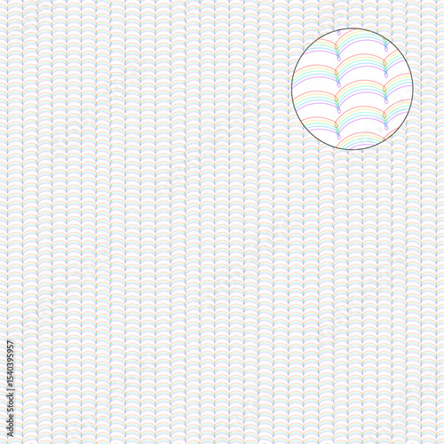 Decorative wavy vector guilloche background grid with rainbow pattern in 5 customizable colors