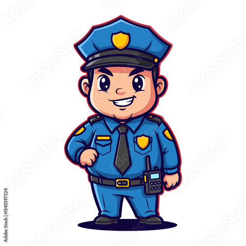Friendly Cartoon Police Officer Illustration