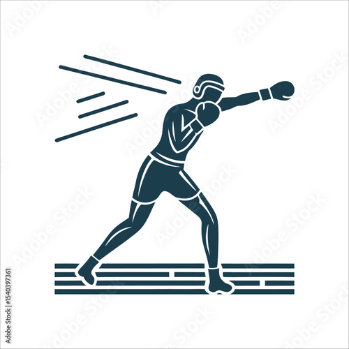 Boxer Shadowboxing Pose Throwing Punches Illustration Shadowboxing Pose Throwing air punches