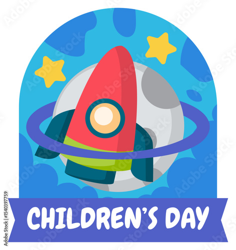 Children's Day Space Rocket Illustration Fun, Festive Design