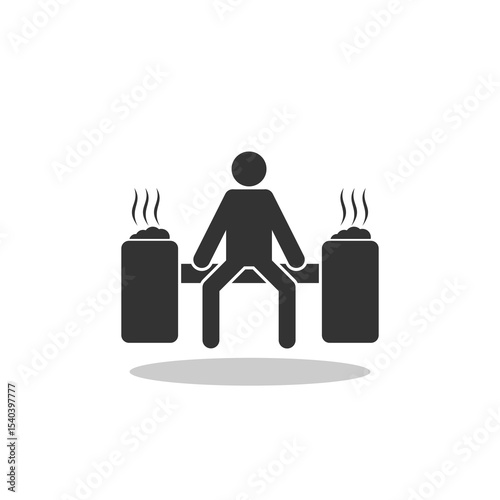 Man in the sauna icon with shadow