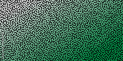 Abstract Reaction-diffusion Turing pattern natural texture green and white gradient color scheme. Linear design with biological algorithm psychedelic background. Reaction-diffusion or truing patter