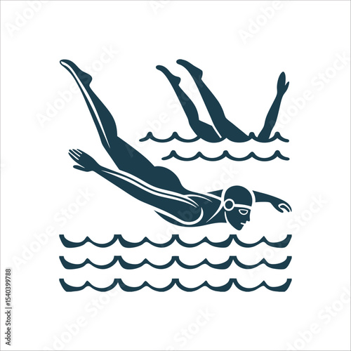 Breaststroke Swimmer Icon Vector Illustration Breaststroke Glide Frog like leg kick with extended arms 