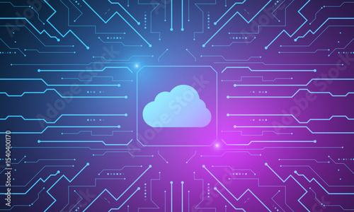 Modern cloud technology futuristic, online storage, work from home	
