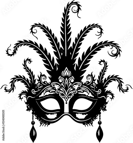 Vintage Venetian Masquerade Mask Silhouette Bundle
