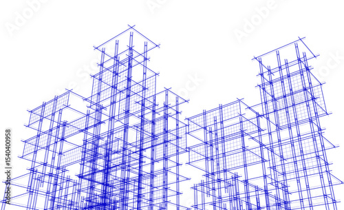 building frame concept 3d illustration