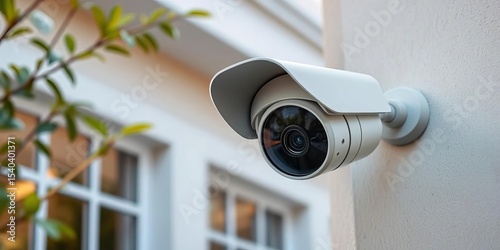 High-definition CCTV security camera mounted on exterior wall,   protection,  wall mount
