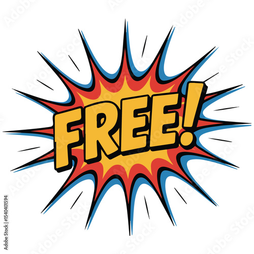 Comic book free banner vector isolated white background