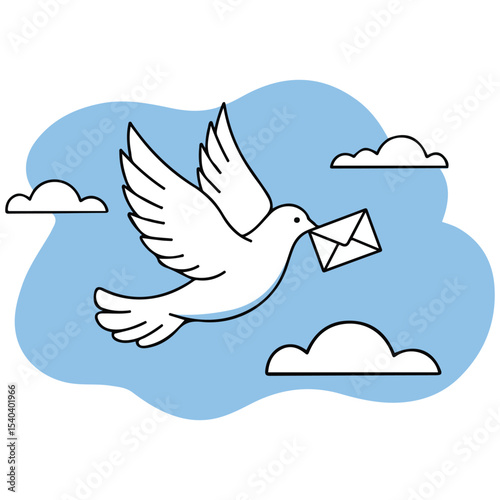 White pigeon delivering mail vector isolated white background