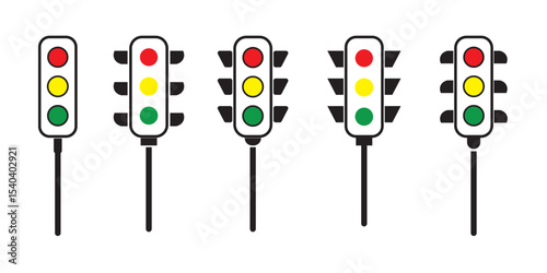 Traffic light icon. Symbol of road traffic, signal or driving rules. Attribute of intersection, transport or traffic regulation. Light road signal. Raster icon. 