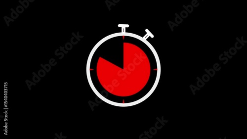 Stopwatch timer countdown animation on black background.