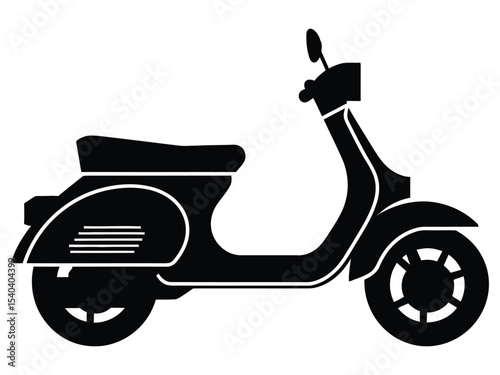 Simple Black Silhouette of a Classic Scooter