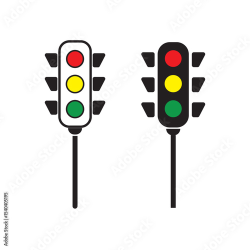 Traffic light icon. Symbol of road traffic, signal or driving rules. Attribute of intersection, transport or traffic regulation. Light road signal. Raster icon