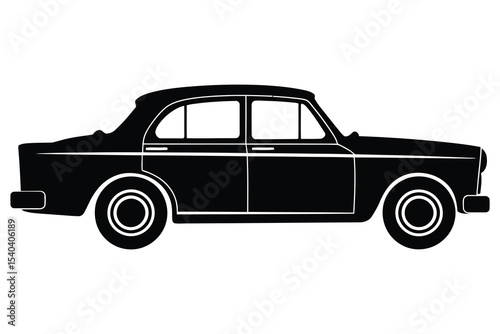 A bold, black silhouette of a taxi cab, perfect for use in transportation, city, or urban-themed projects.