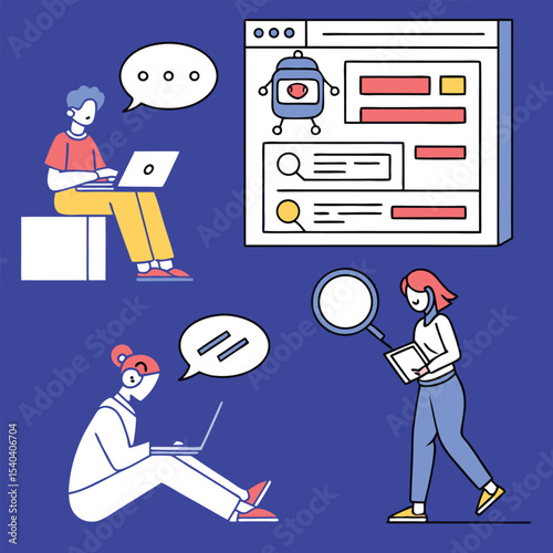   Programmer at work Geek working app developer at computer Engineer coding hacker character Technology service or web support recent vector concept