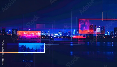 Futuristic smart city connecting with digital information technology network