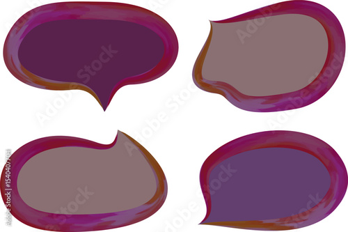 dark purple gray thick paint brush art outline speech bubbles with background
