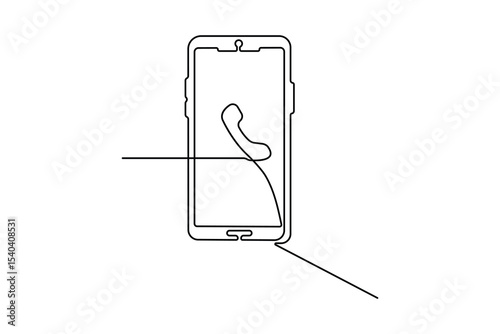 Smart phone touch screen gadget continuous one line art outline drawing minimalist single line unique mobile phone vector illustration.
