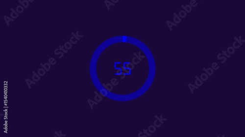 One minute countdown animation from 60 seconds to 0 seconds on a transparent background. 