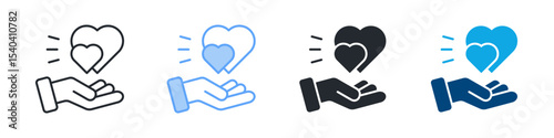 Care Icon Set Multiple Style. Design In Outline, Blue, Glyph, Dual Tone