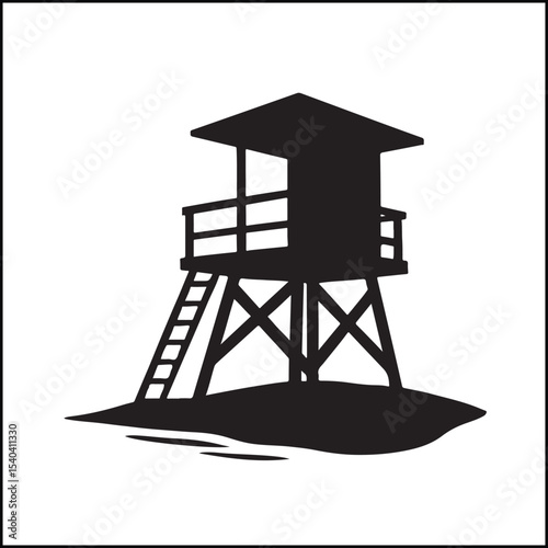 Baywatch lifeguard tower silhouette