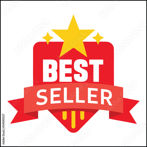 Best seller award badge vector in flat style