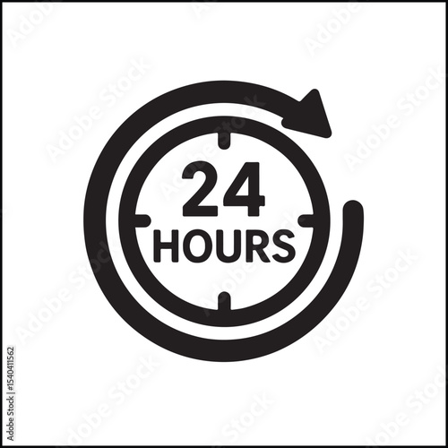 24 hours clock vector minimalist icon