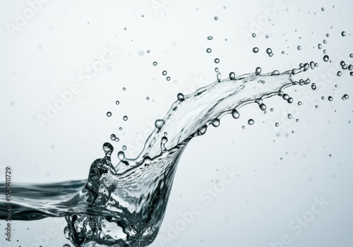 Water splash with droplets isolated on white background
