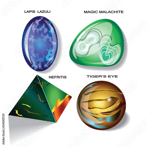 gems  magic malachite jade lapis lazuli and tiger's eye