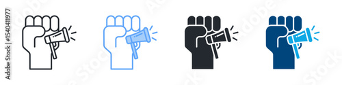 Advocacy Icon Set Multiple Style. Design In Outline, Blue, Glyph, Dual Tone