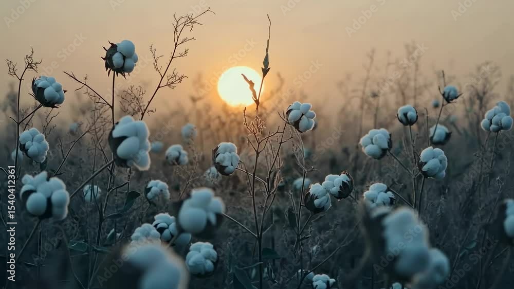 Cotton bolls at sunrise
