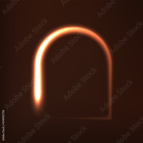 Glow Warm Light arch frame Isolated in deep brown background