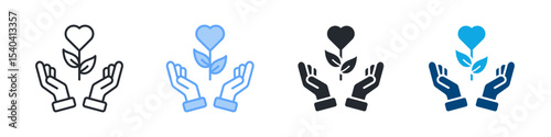 Kindness Icon Set Multiple Style. Design In Outline, Blue, Glyph, Dual Tone