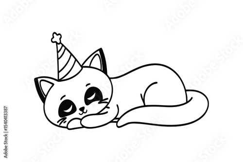 international cat day kawaii cartoon cat vector illustration