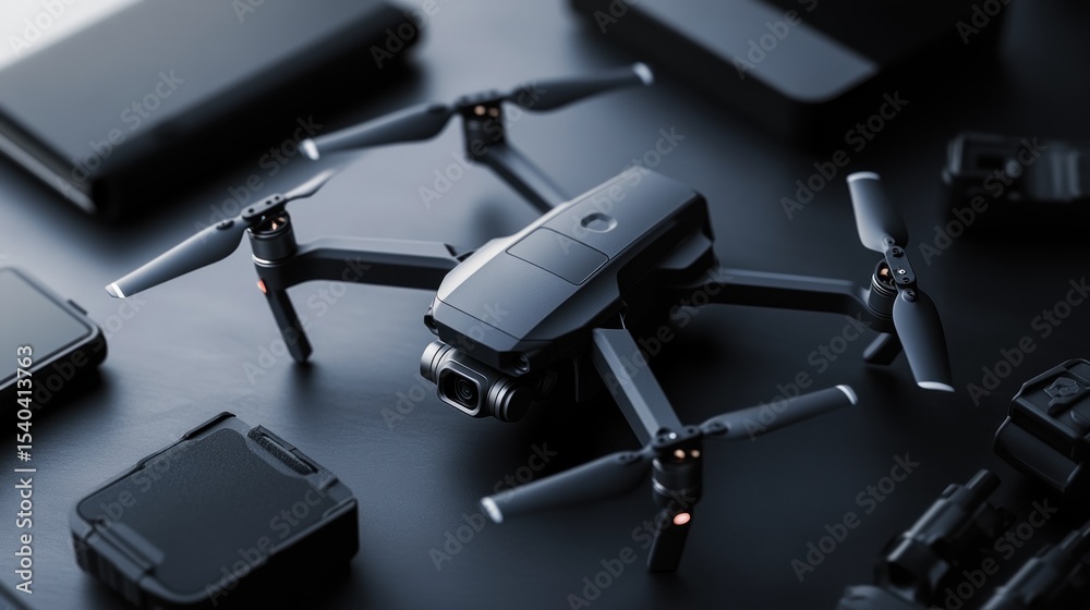 Naklejka premium Drone on dark surface