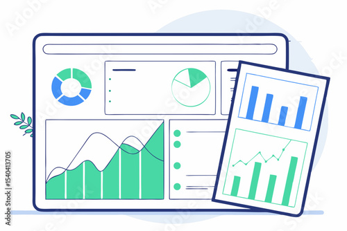 Business analytics dashboard with charts and graphs