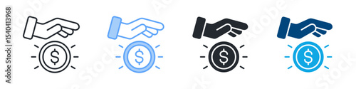 Charity Icon Set Multiple Style. Design In Outline, Blue, Glyph, Dual Tone